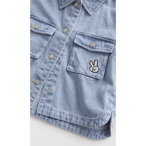 Áo khoác denim lưng Mickey cho bé gái