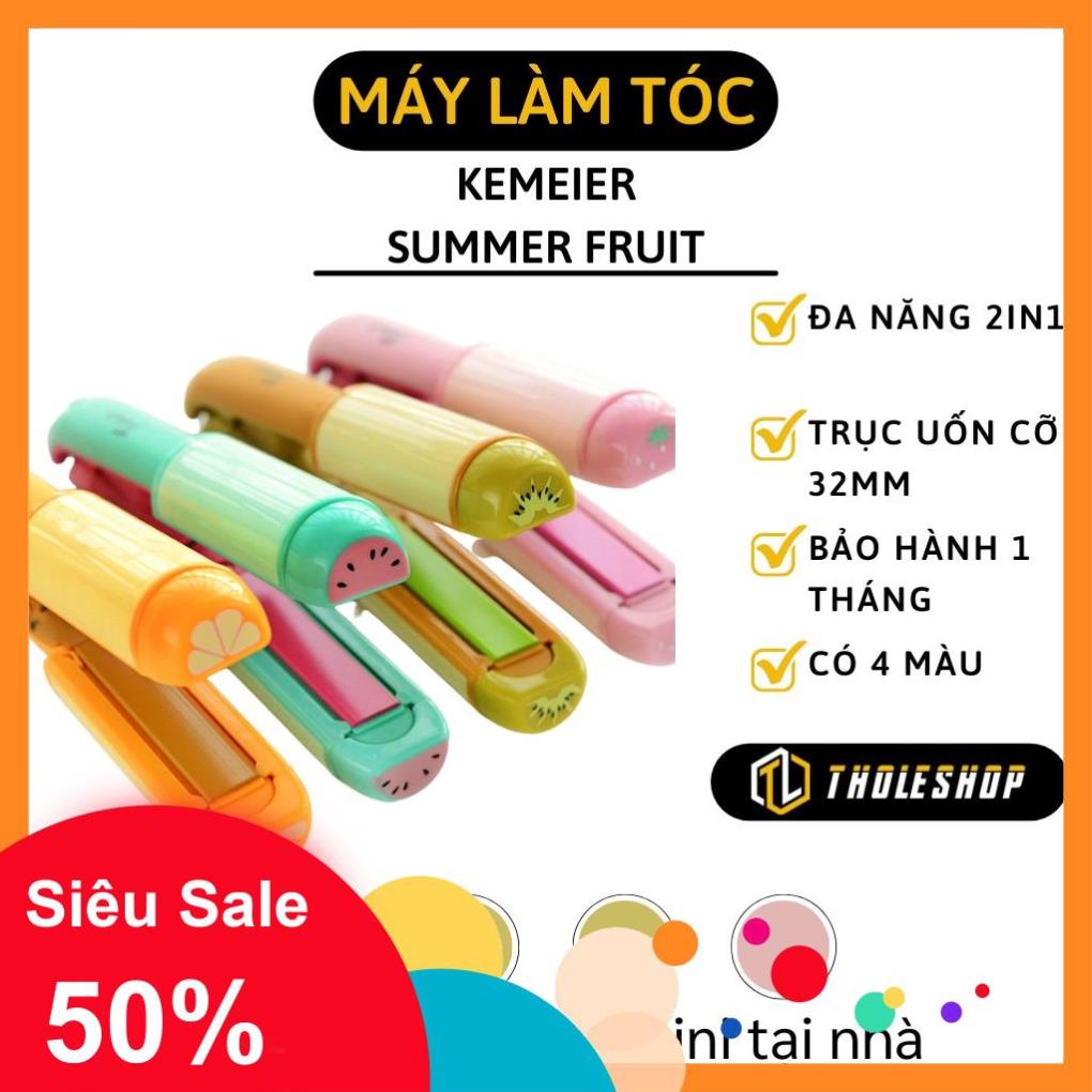 Máy uốn tóc mini - Máy Làm Tóc Mini Kemier 2 in 1 hình trái cây có cách nhiệt (uốn+ duỗi) 2872