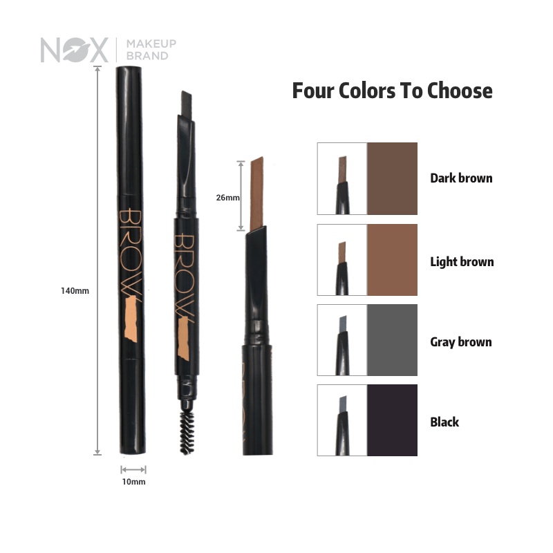 Chì kẻ mày NOX trang điểm lâu trôi thiết kế hai đầu kèm 1 lõi thay thế tiện lợi 0.3 g | BigBuy360 - bigbuy360.vn
