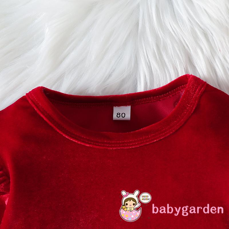 Bộ Áo Liền Quần Tay Dài Cổ Thuyền Bằng Da PU Phối Chân Váy Chữ A Thời Trang Giáng Sinh Cho Bé Gái 6 Tháng-4 Tuổi