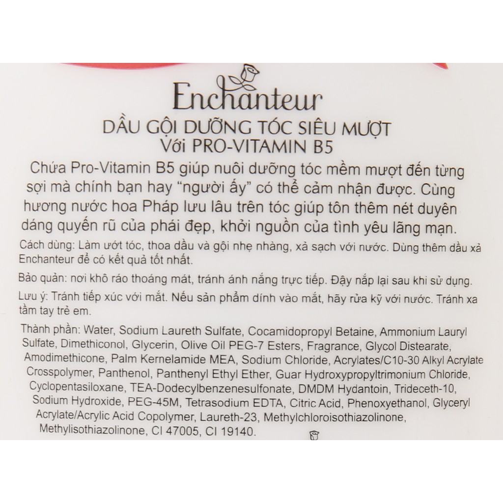 Dầu gội dưỡng tóc siêu mượt Enchanteur 650g