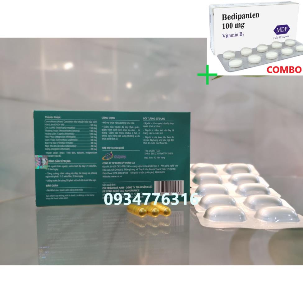 Combo Bedipanten 100mg +  Gastosic ngăn ngừa trào ngược dạ dày biến chứng tái phát hộp 3 vỉ x10 viên nang mềm