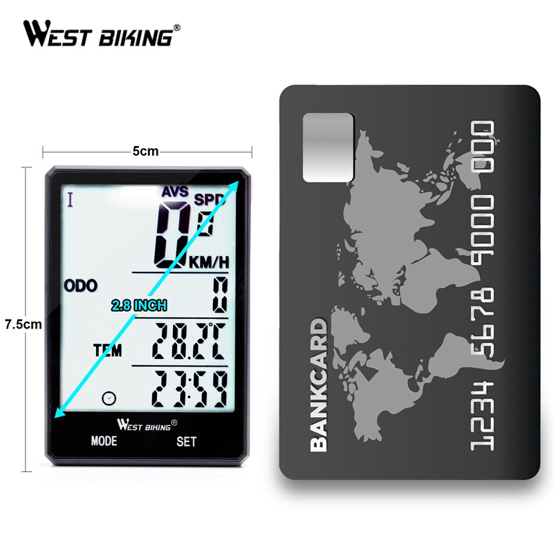 Đồng hồ đo tốc độ WEST BIKING chống thấm nước chuyên dụng cho xe đạp tùy chọn có dây hoặc không dây