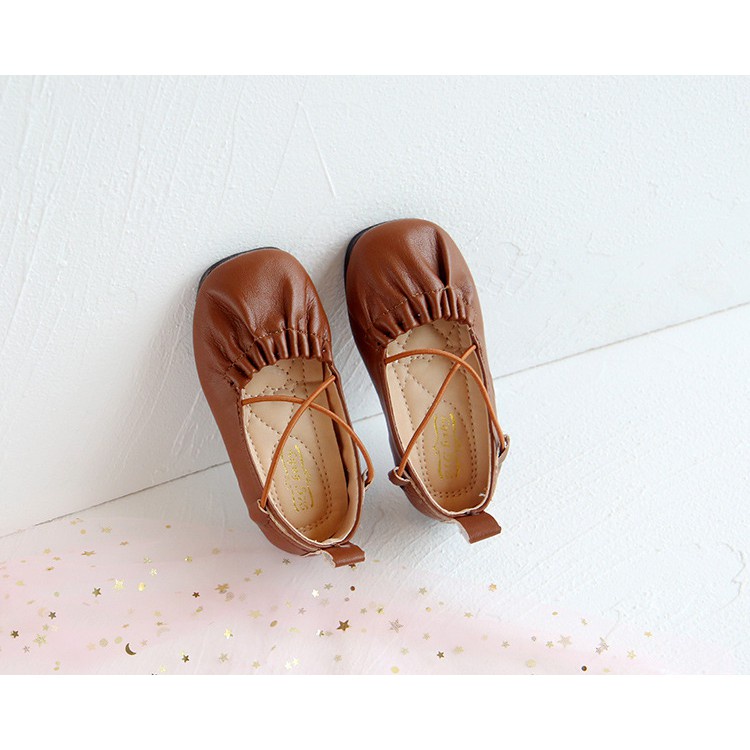giày búp bê cho bé  giày bệt cho bé gái nhún bèo MGbaby có dây chống tuột đế êm chân  da PU mềm mùa đông he thu V369