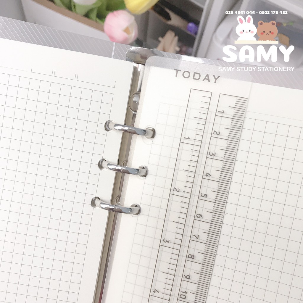 Thước Trong Suốt Gắn Sổ Còng Binder Size A5 6 Lỗ Trang Trí Sổ Tay Planner Bullet Journal