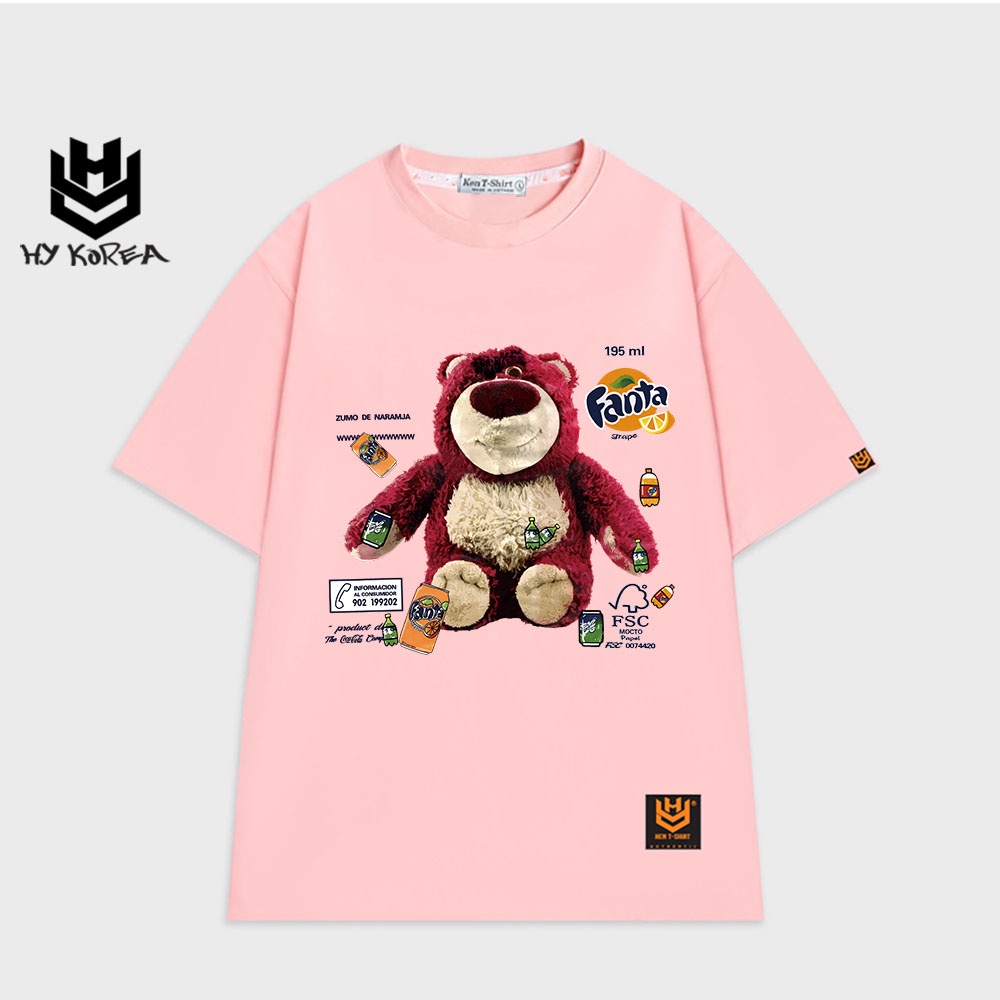 Áo thun nữ cute tay lỡ HY KOREA nam nữ form rộng in hình Gấu Lotso Fanta 477
