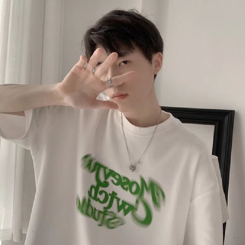 Áo Thun Tay Ngắn Dáng Rộng In Chữ Phong Cách Hip Hop Hàn Quốc Thời Trang Mùa Hè Cho Nam Giới Size M-8XL