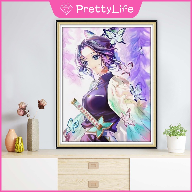 Bộ Tranh Đính Đá 5D Tự Làm Hình Nhân Vật Shinobu Kocho Trang Trí Nhà Cửa 40x50cm