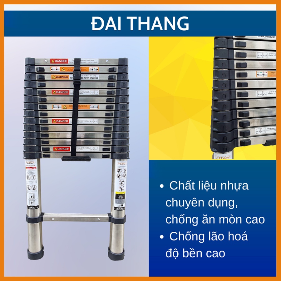 Thang Nhôm Rút Inox DAKITA Nhật Bản R-320 Siêu Dày Cứng, An Toàn Giá Gốc Tại Kho