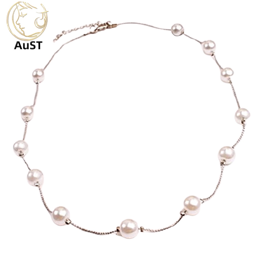 Ustinstore Chuỗi Dây Ngọc Trai Giả Bằng Hợp Kim Có Thể Điều Chỉnh Thoải Mái Mặc Trong Đám Cưới