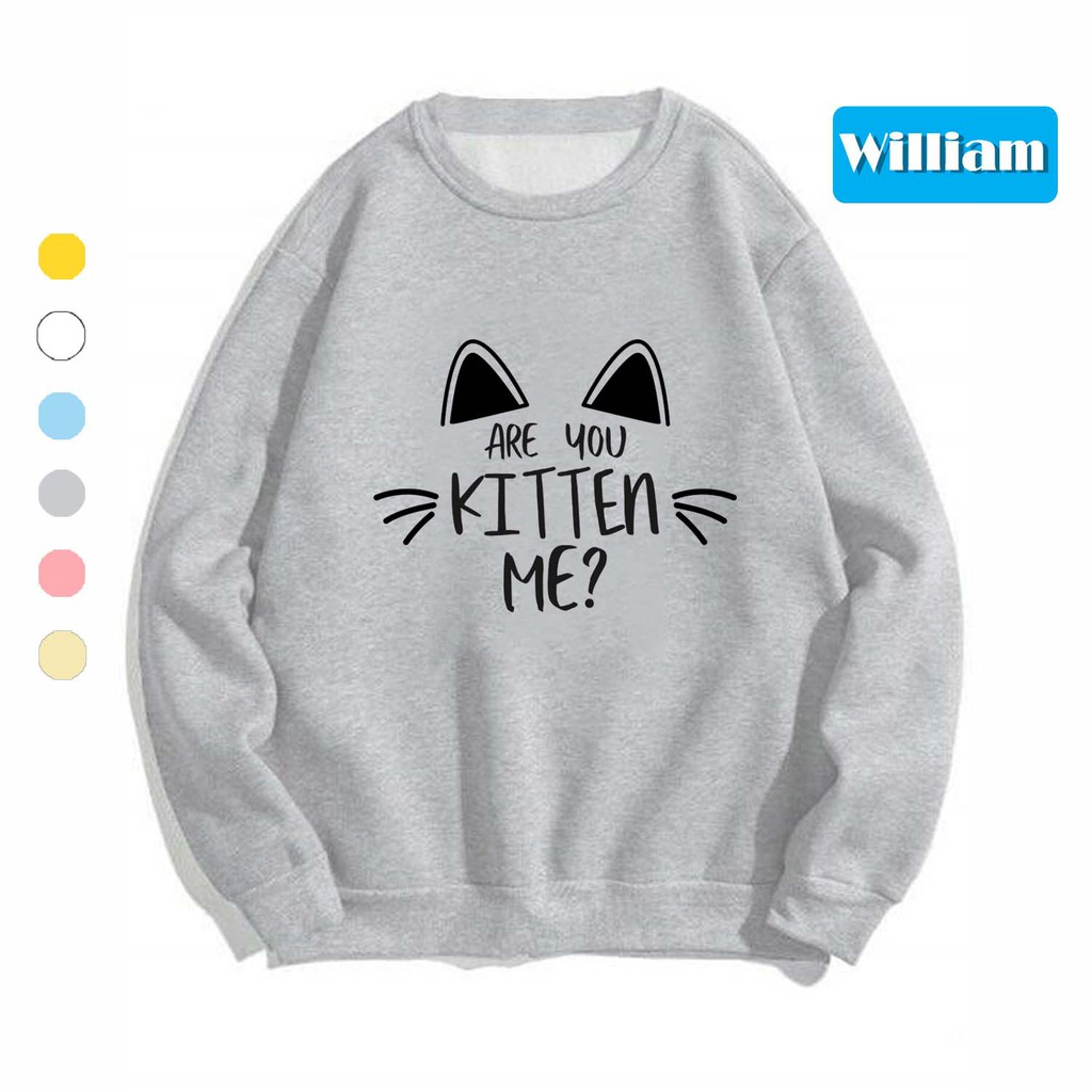 [FREESHIP_50K] Áo Sweater chui đầu nam nữ in hình mèo dễ thương William - DS93, thích hơp làm áo cặp