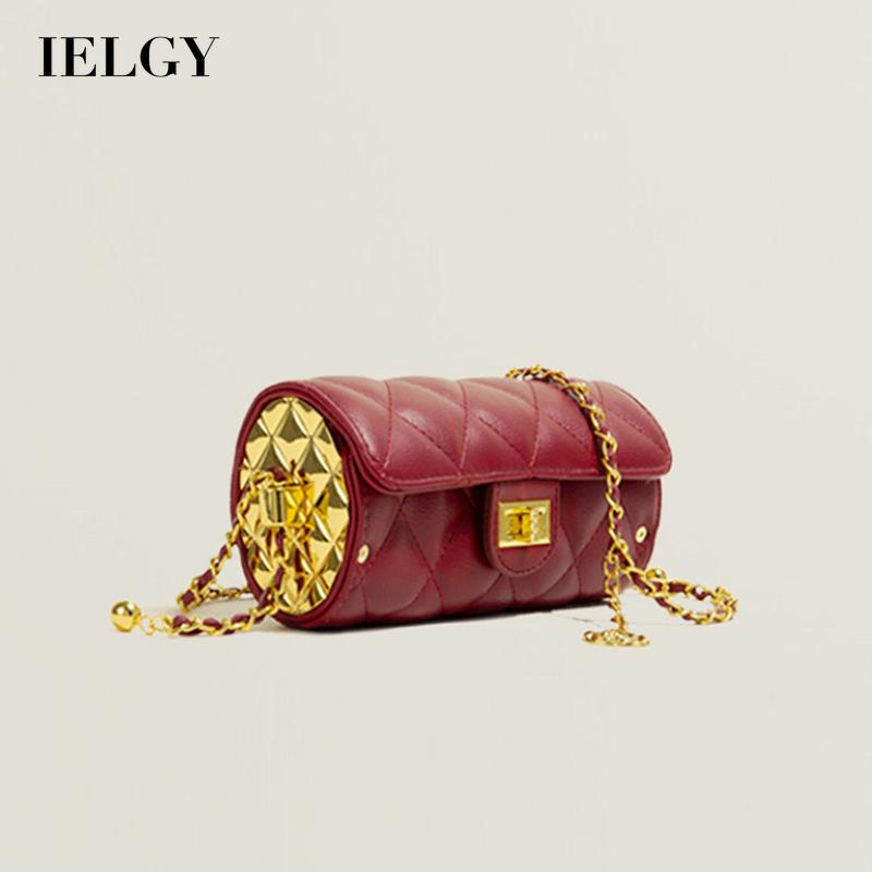 IELGY Túi đeo chéo hình trụ thiết kế dây xích dễ phối đồ