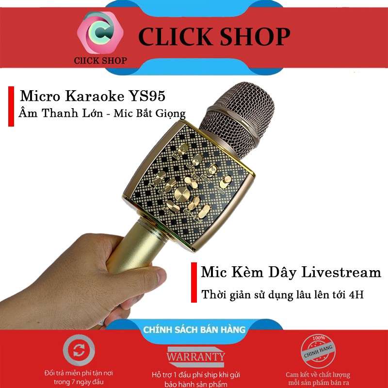 Mic YS95 MICRO KARAOKE KÈM LOA BLUETOOTH Tích Hợp Live Stream YS95 bản nâng cấp của YS92 và YS93