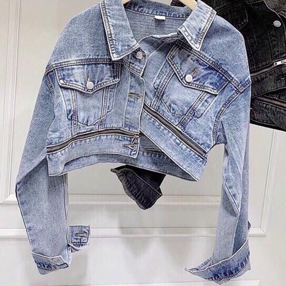 Áo khoác jean nữ cao cấp, áo khoác nữ croptop màu xanh trẻ trung chất liệu denim chuẩn shop T-fashion shop kn06