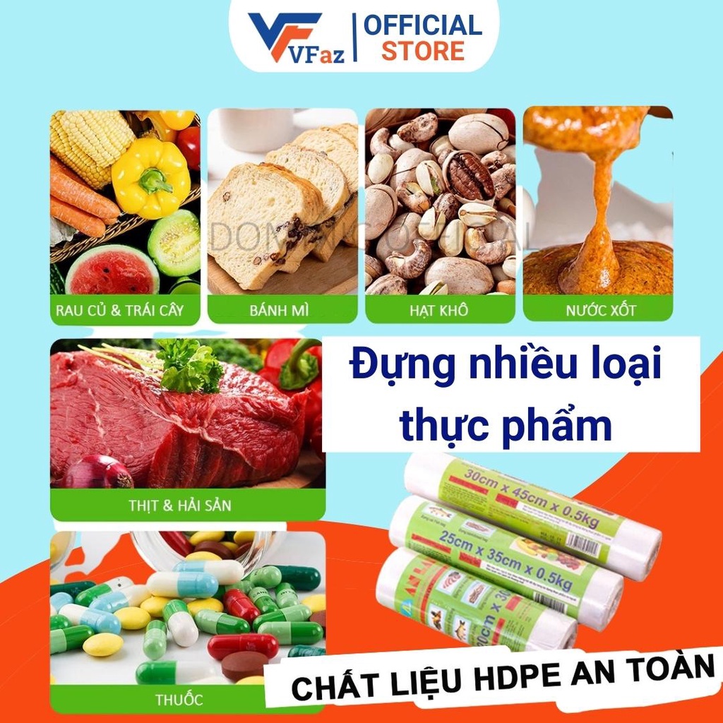 Túi đựng thực phẩm tự hủy sinh học An Lành Combo 3 Cuộn đủ size 250g an toàn sức khỏe và môi trường VFaz Official Store