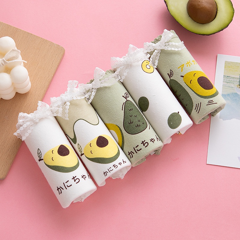 Quần lót nữ Cotton mịn cạp chun xinh đẹp dễ thương KIMCHIBIKINI chip in hình trái bơ cute mềm mại thoáng mát QL094