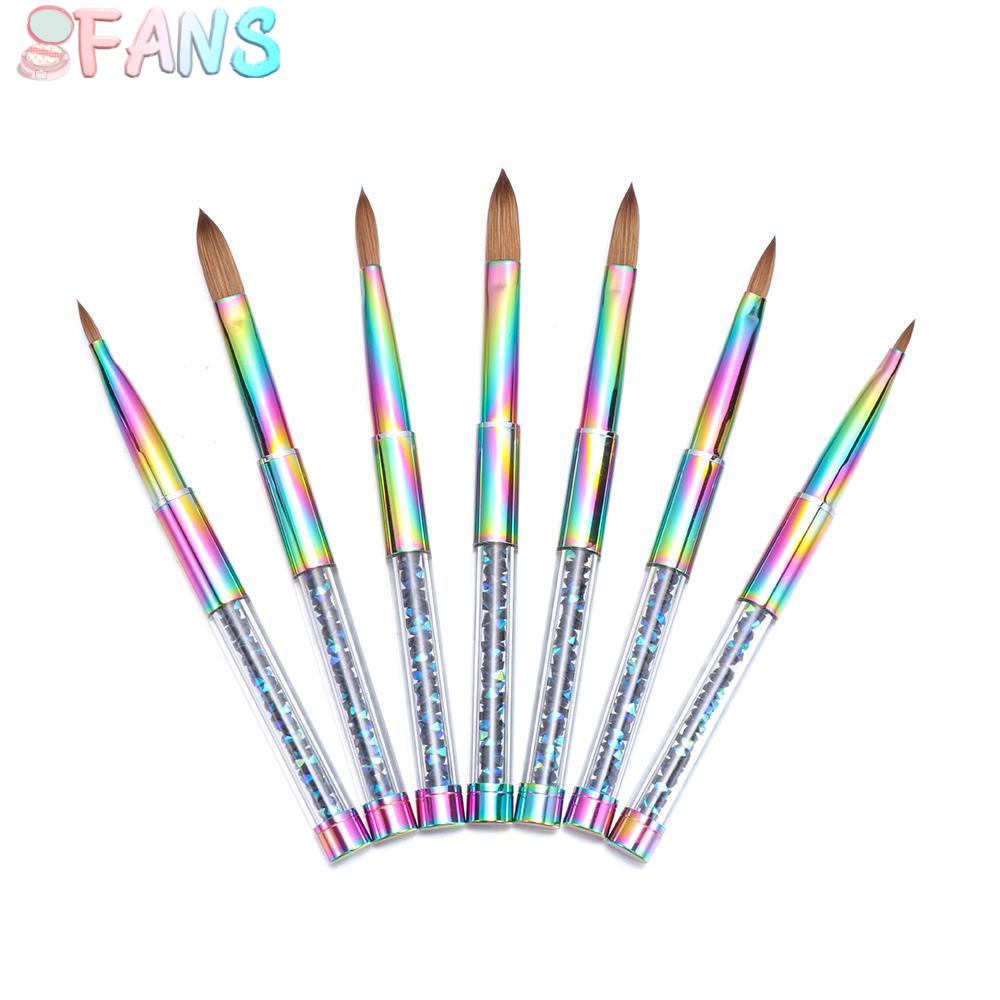 FANS tóc chồn Bàn chải nghệ thuật móng tay gradient đầy màu sắc được sơn dụng cụ