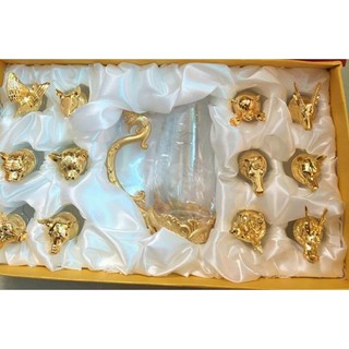 Bộ ly rượu 12 con giáp mạ vàng vật dụng & quà tặng siêu sang trọng và ý nghĩa