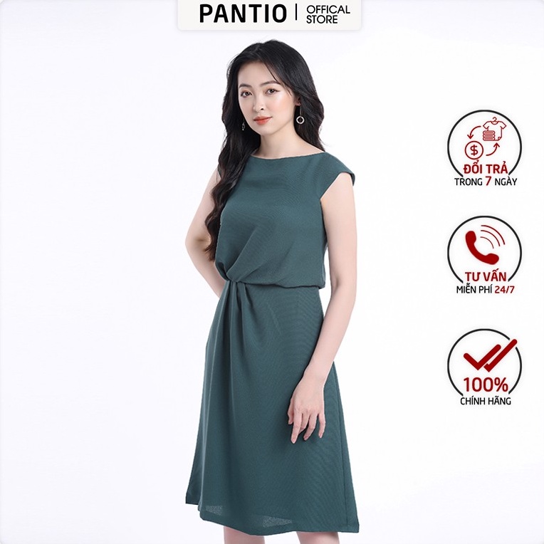 Đầm công sở chất liệu thô dáng xòe không tay FDC32738 - PANTIO