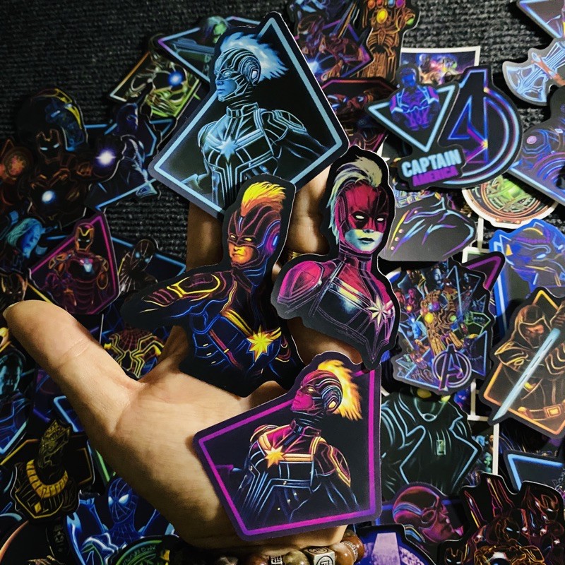 [Set 50 ~ 100 c&aacute;i] STICKER PVC chống thấm cao cấp h&igrave;nh d&aacute;n chủ đề AMONG US, MARVEL, NEON B&Oacute;NG, SIMPSON, GẤU WBB...