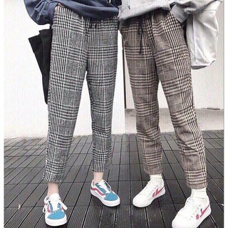 Quần baggy vải kẻ caro