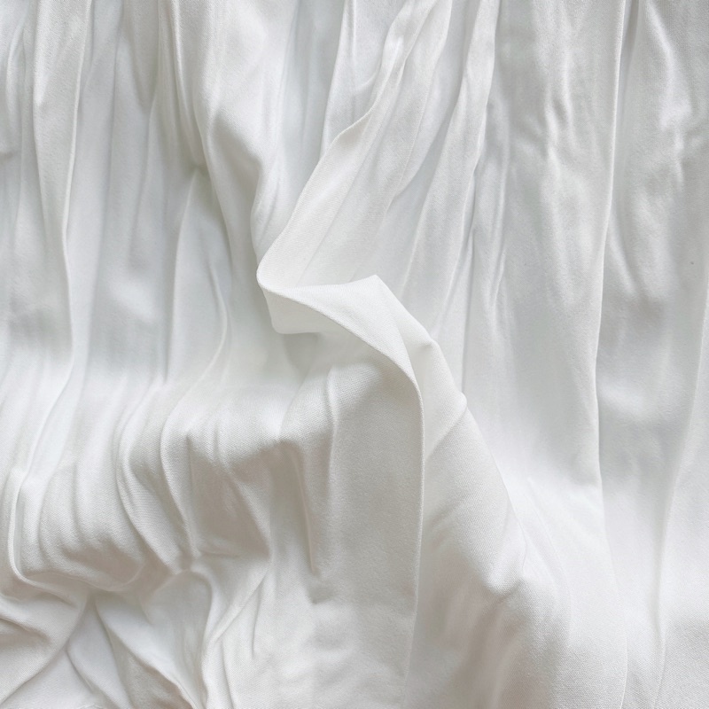 Urihouse - Chân váy nhăn xoè dáng dài midi cạp cao chun màu đen, màu trắng có lớp lót phía trong