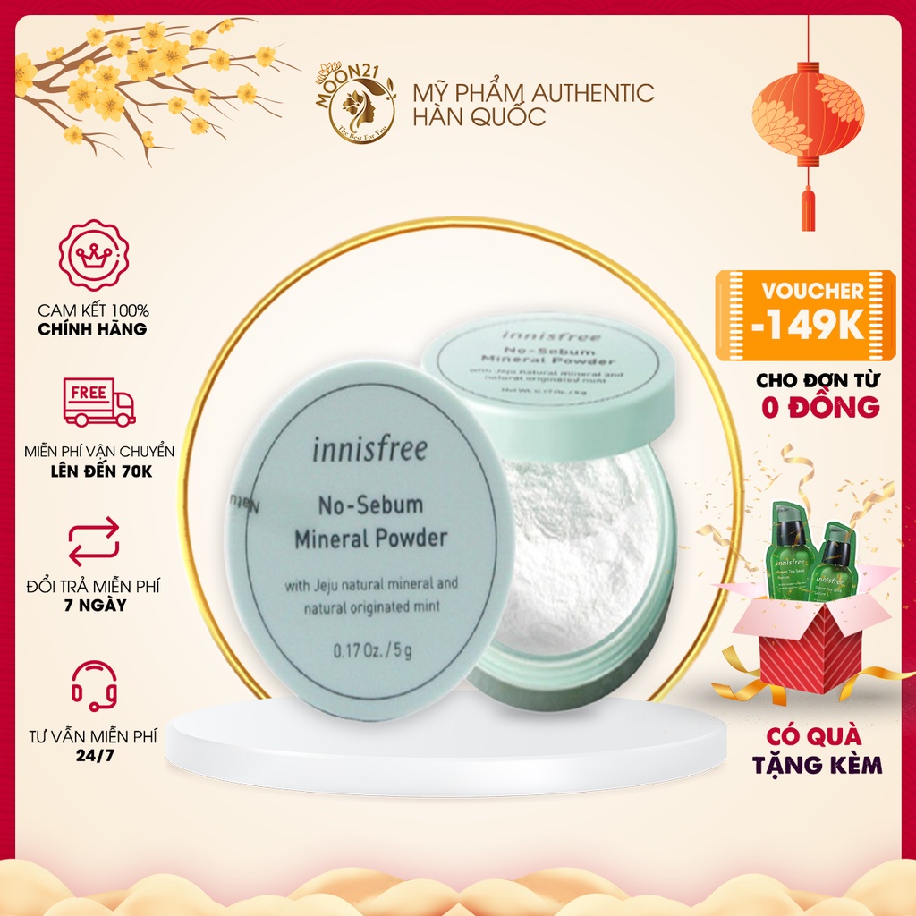 Phấn phủ kiềm dầu Innisfree - Phấn phủ bột No Sebum Mineral Powder Auth Hàn Quốc