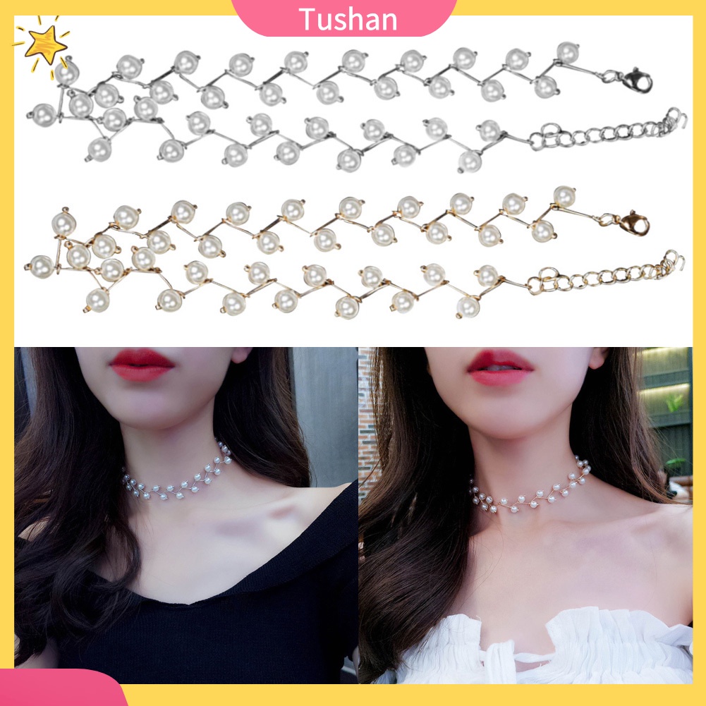 Vòng Cổ Choker Đính Ngọc Trai Nhân Tạo Thời Trang