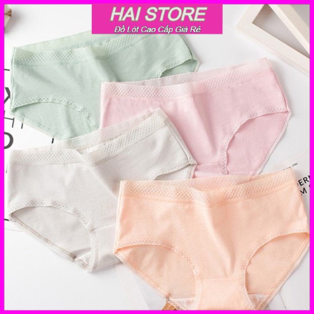Quần Lót Nữ Cotton Xuất Nhật Trơn Màu💜Quần Silip Viền Cạp Lưới Cao Cấp Nâng Mông💜Quần Xì Kháng Khuẩn Mỏng Mềm Thoáng Mát | BigBuy360 - bigbuy360.vn