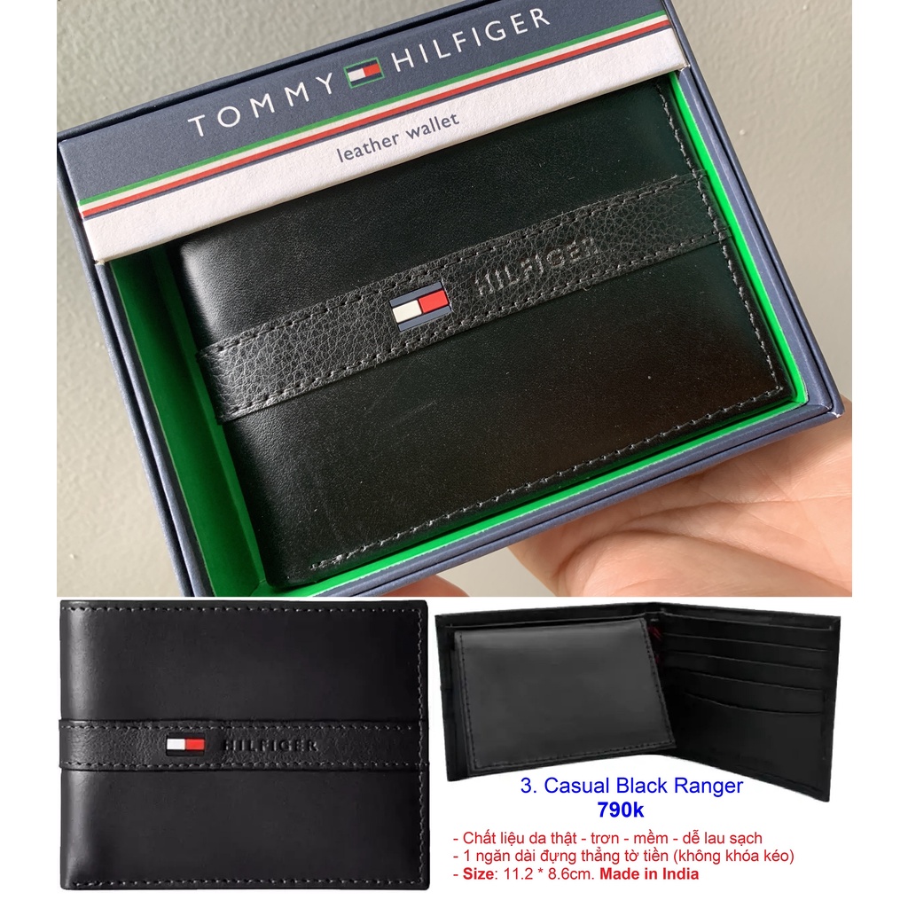 Chính hãng Mỹ - Ví da nam Tommy Hilfiger đen