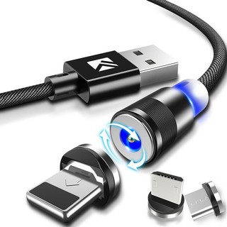Cáp sạc hít nam châm từ tính 360 chân tròn Micro USB dây bọc dù siêu bền cho điện thoại Samsung, LG, Sony, OPPO, Xiaomi