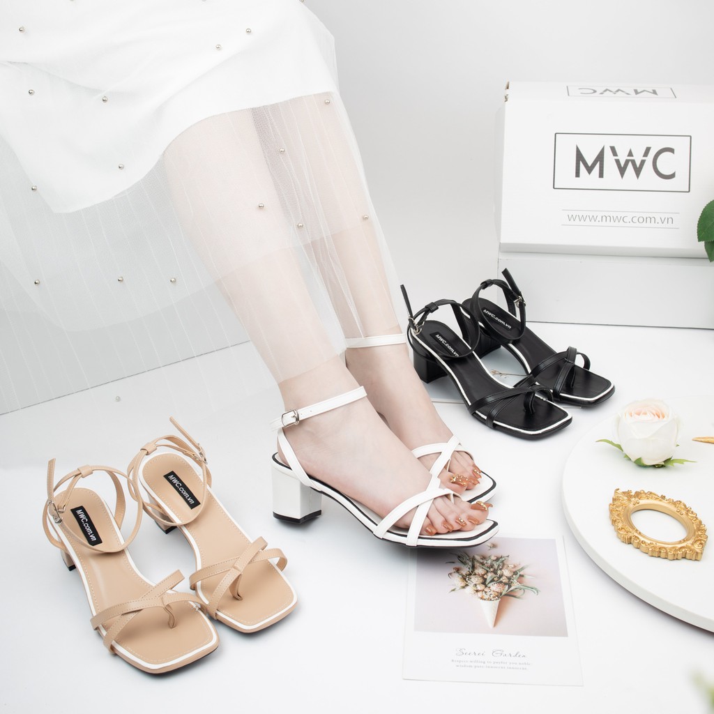 Giày Sandal Cao Gót MWC Đế Vuông 5CM Mũi Vuông NUCG-3925