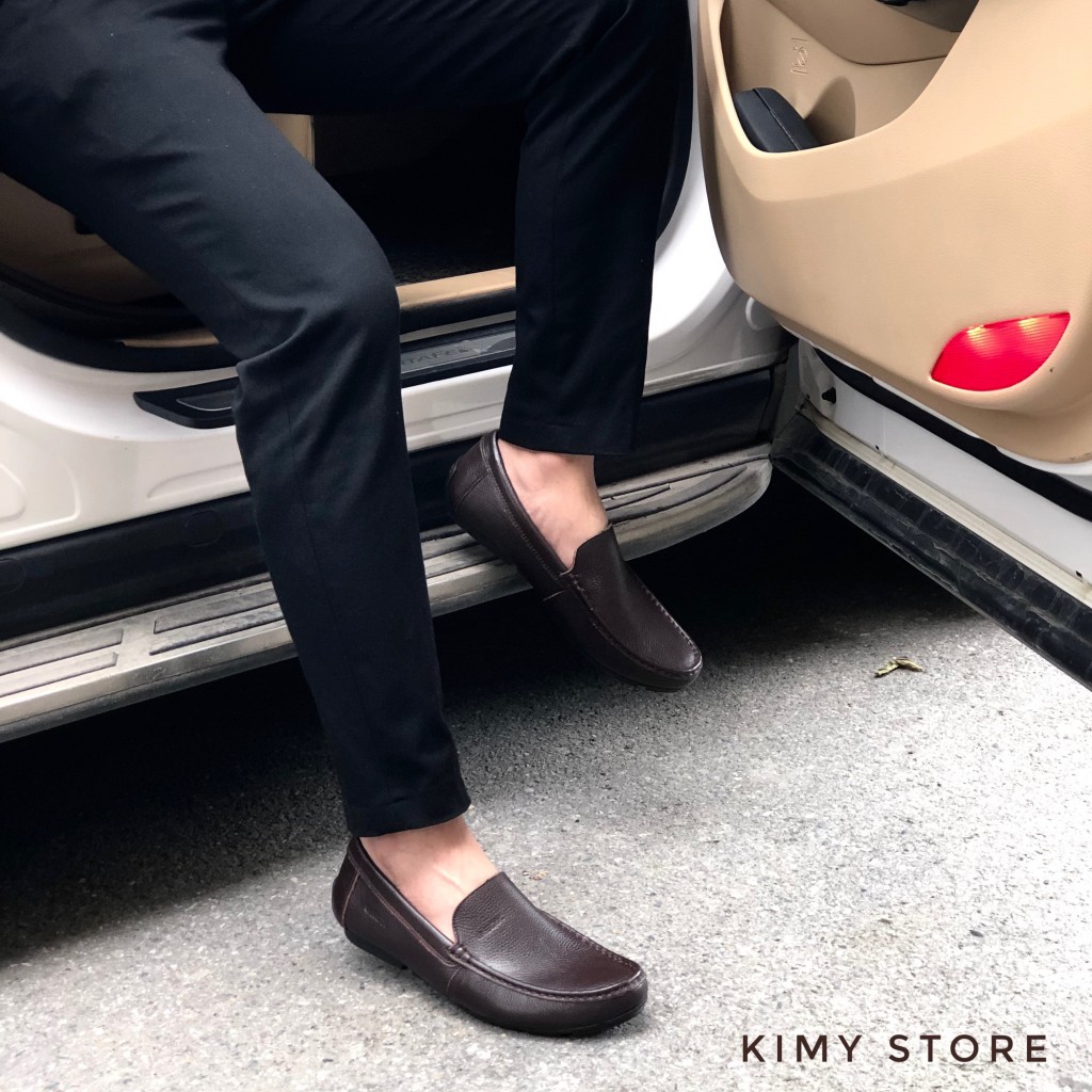 Giày lười nam da bò xuất khẩu, giày mọi nam da thật - Kimy Store