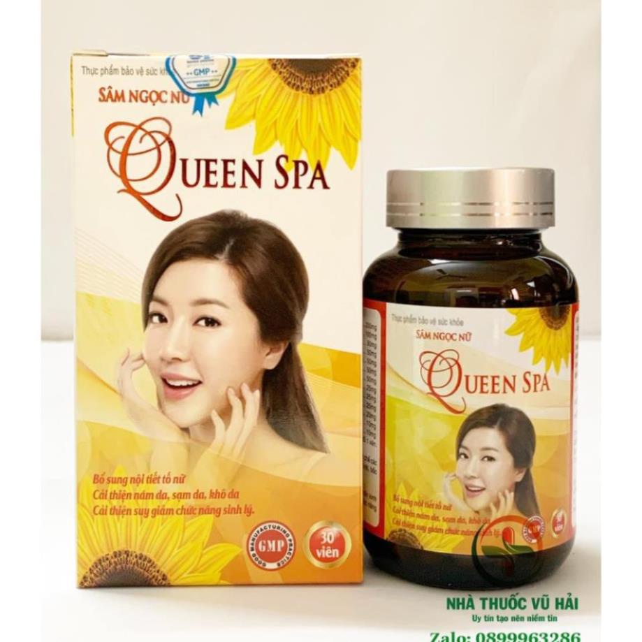 Viên uống đẹp da Sâm Ngọc Nữ QueenSpa bổ sung Collagen giảm nám sạm da - Chai 30 viên