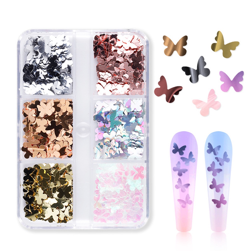 Hộp 6 Ngăn Đựng Phụ Kiện Trang Trí Móng Tay Cho Nữ