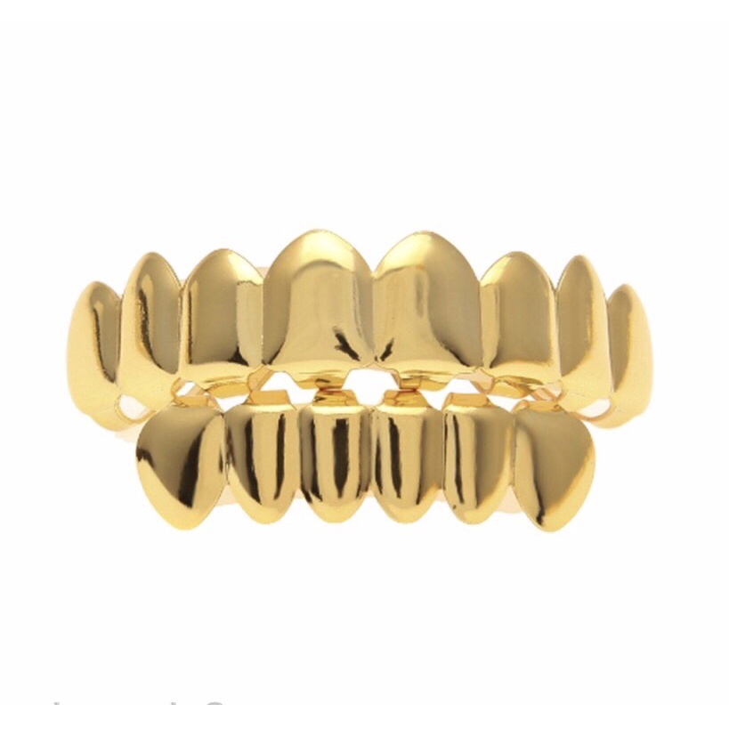 Hai hàm trang sức răng grillz trơn vàng bạc hiphop