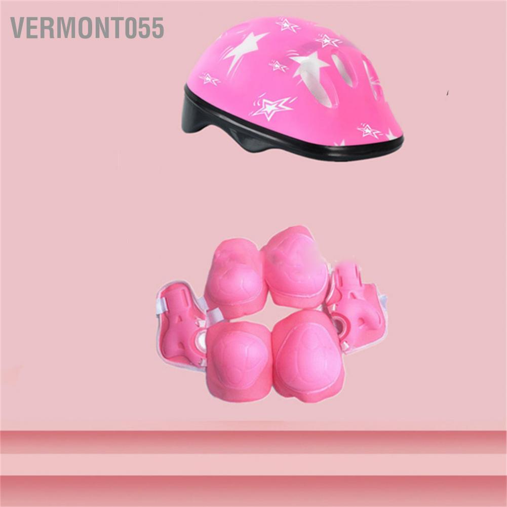 Vermont055 7 cái Bộ bảo vệ ván trượt cho trẻ em hiểm PVC Mũ đầu gối khuỷu tay Tấm đệm cổ Trượt băng Đạp xe