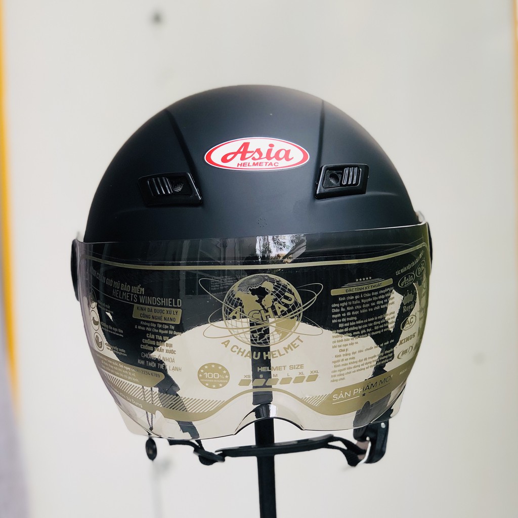 Mũ bảo hiểm nửa đầu Asia MT106k có kính, ốp tai da