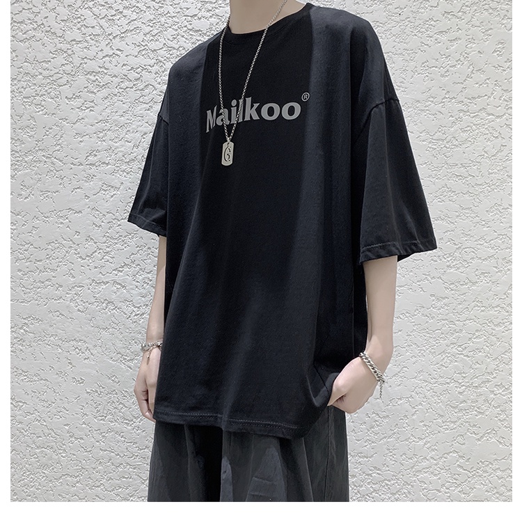 Áo thun tay lỡ nam nữ unisex  MAILKOO basic tee phông form rộng oversize 2 màu trắng và đen cotton dáng xuông A101