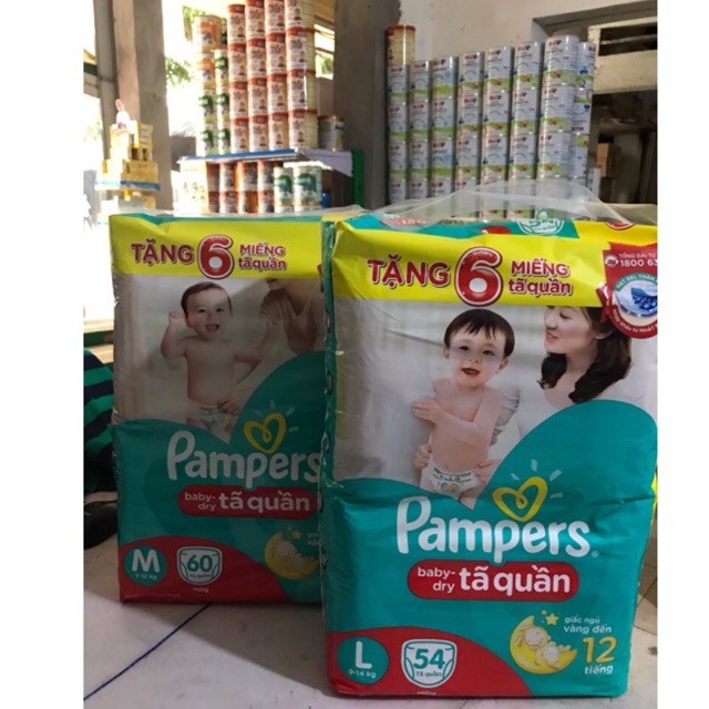 Tã quần Pampers M60,L54,XL48,XXL44 mẫu mới Giữ dáng