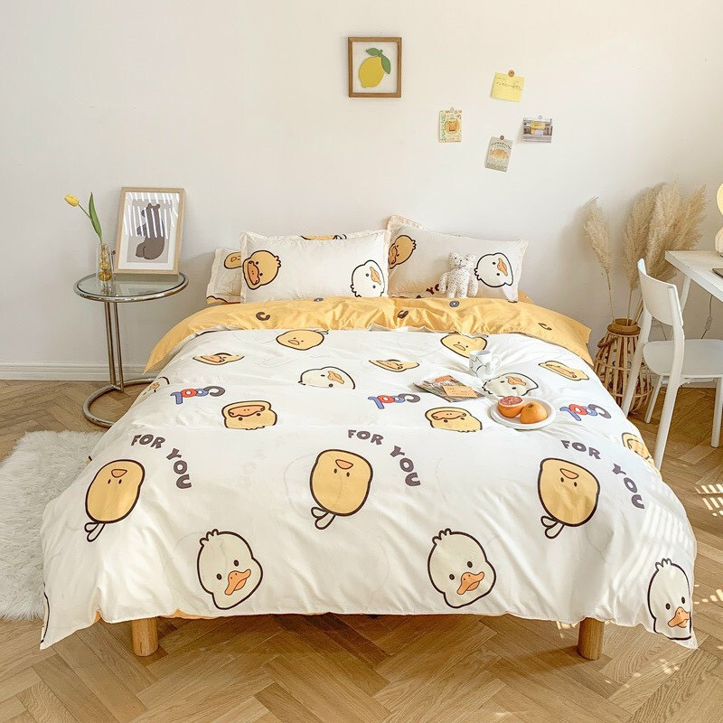 Bộ Drap &amp; Chăn Phao Cotton Poly Vịt Con