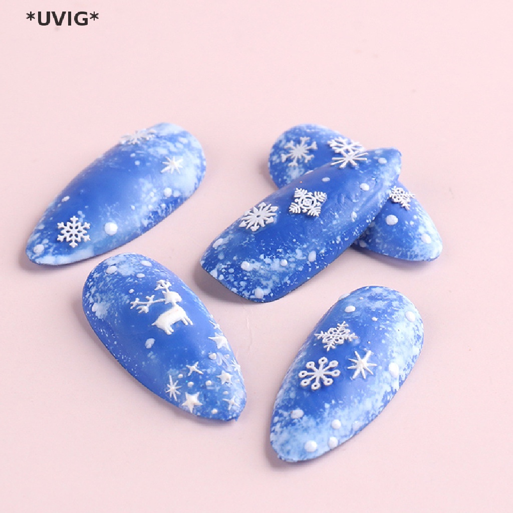 [[UVIG]] 1 Bottle/100pcs Nail Art Decorations for 2022 New Year Winter White Snowflakes [Hot Sell]