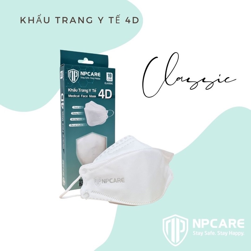 Khẩu trang KF94 4D trắng/hoạ tiết NPcare