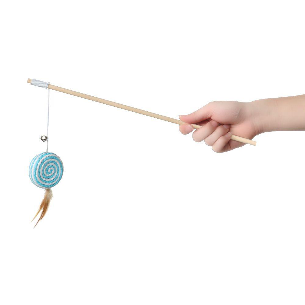 Đồ Chơi Que Gỗ Đính Lông Vũ Hình Chuột Hoạt Hình Mini Vui Nhộn Cho Mèo Cưng