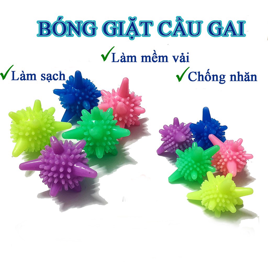 Bóng giặt quần áo cầu gai viên, banh bóng gai mini máy giặt đồ thay thế nước giặt, xả, tẩy siêu sạch chống nhăn quần áo