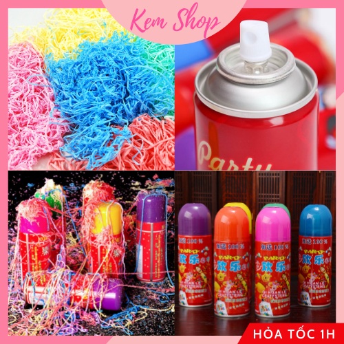 Chai xịt dạng dây nhiều màu sắc trang trí sinh nhật đám cưới sự kiện, chụp ảnh kỷ niệm - Kemshop K150
