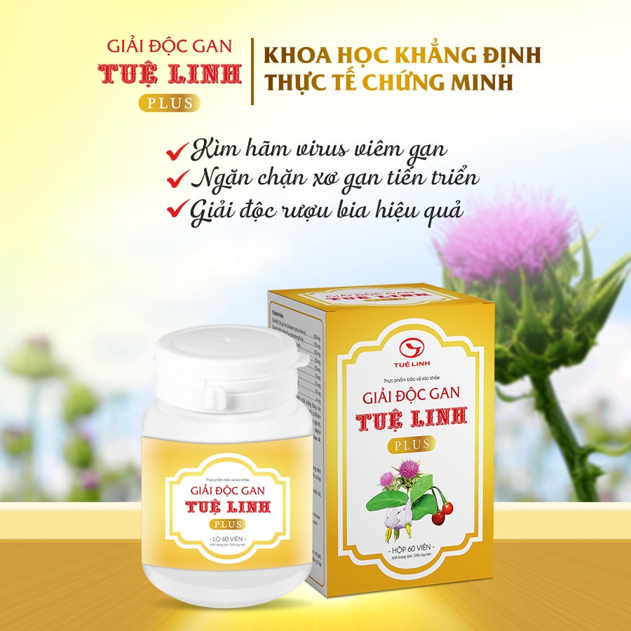 ✅Giải Độc Gan Tuệ Linh PLUS  Giải độc gan, hạ men gan, hỗ trợ viêm gan virus, xơ gan - Hộp 60 viên