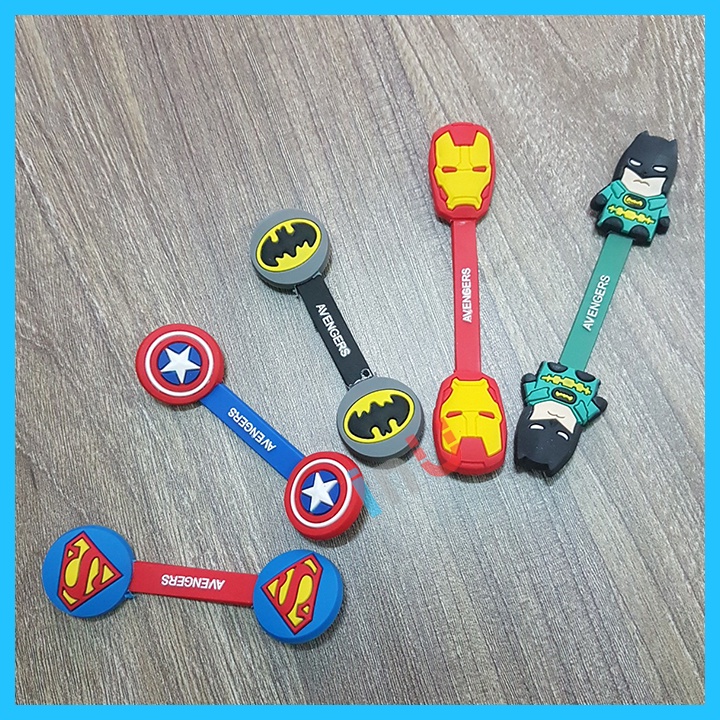 HCM - Dây kẹp gọn dây sạc tai nghe điện thoại chuột máy tính hoạt hình siêu anh hùng, vịt vàng, minion