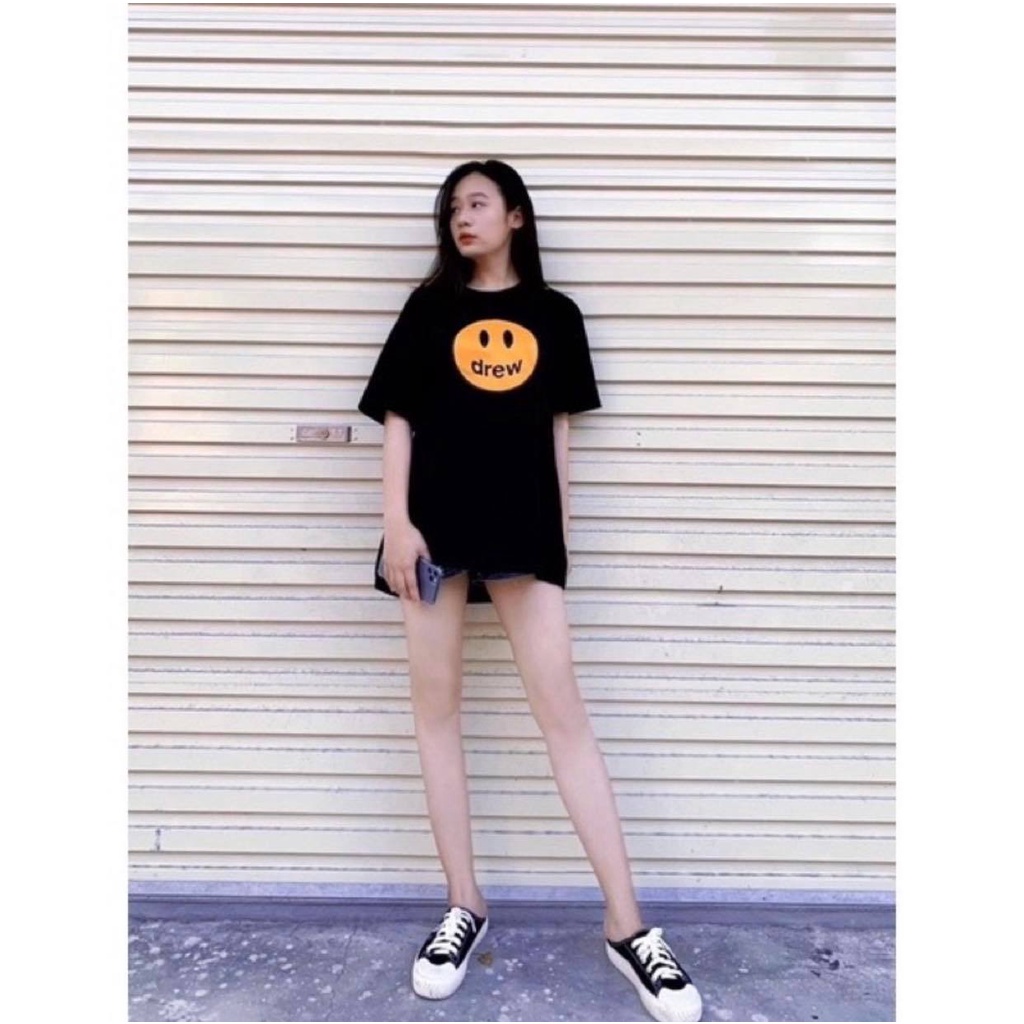 Áo Thun Nam Nữ Free Size Drew Form Rộng Giấu Quần, Áo Phông Nữ Tay Lỡ Unisex, Chất Mát Không Xù Siêu Đẹp