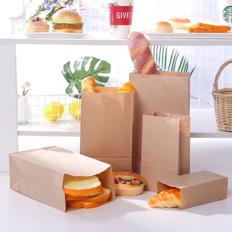 Combo 100 túi giấy Kraft,túi giấy xi măng không quai V1gói hàng đa năng đựng hàng quà tặng thực phẩm mĩ phẩm